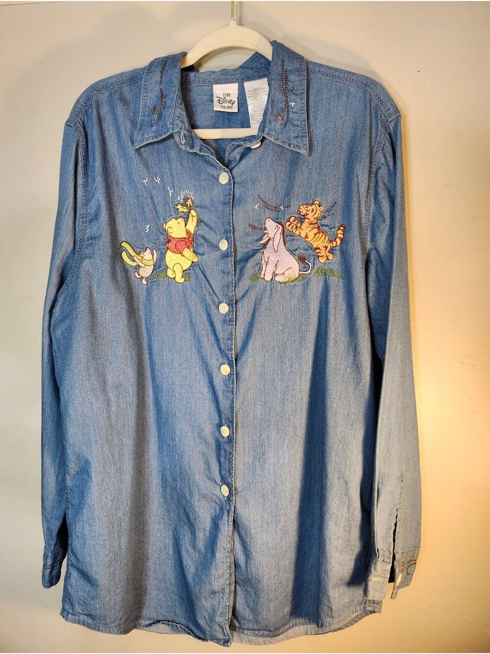 Disney Winnie the Pooh Denim Button-Up Shirt - Blue Vintage